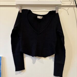 Pacsun La Hearts Black Fitted Crop Top Long Sleeve